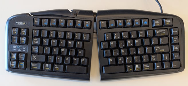 Keyboard with adjustable splay (Goldtouch V2).